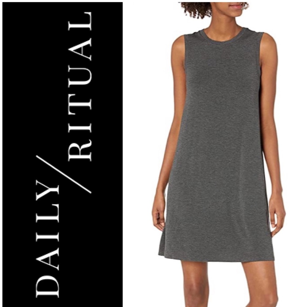 🆕Daily Ritual Jersey Swing Dress Charcoal Heather